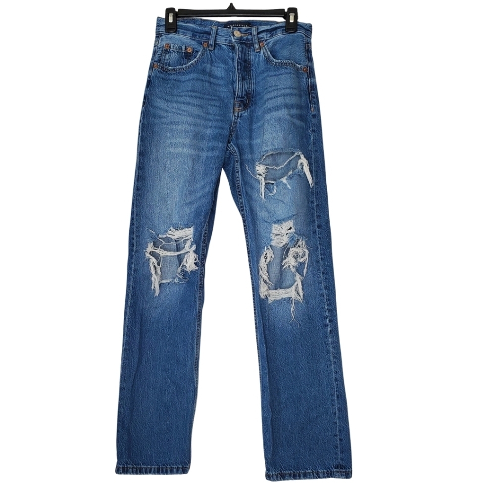 Aeropostale 90s Baggy Distressed Jeans High Rise Size 4R